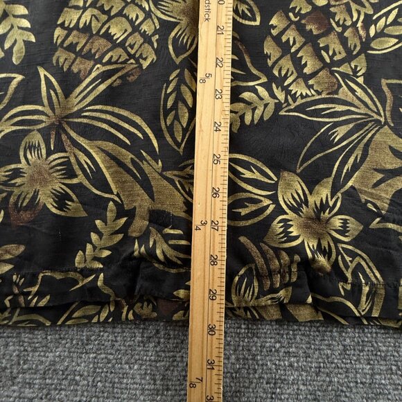Tommy Bahama All Silk Floral Black Green Short Sleeve Camp Shirt Loop Collar Med - Picture 4 of 13